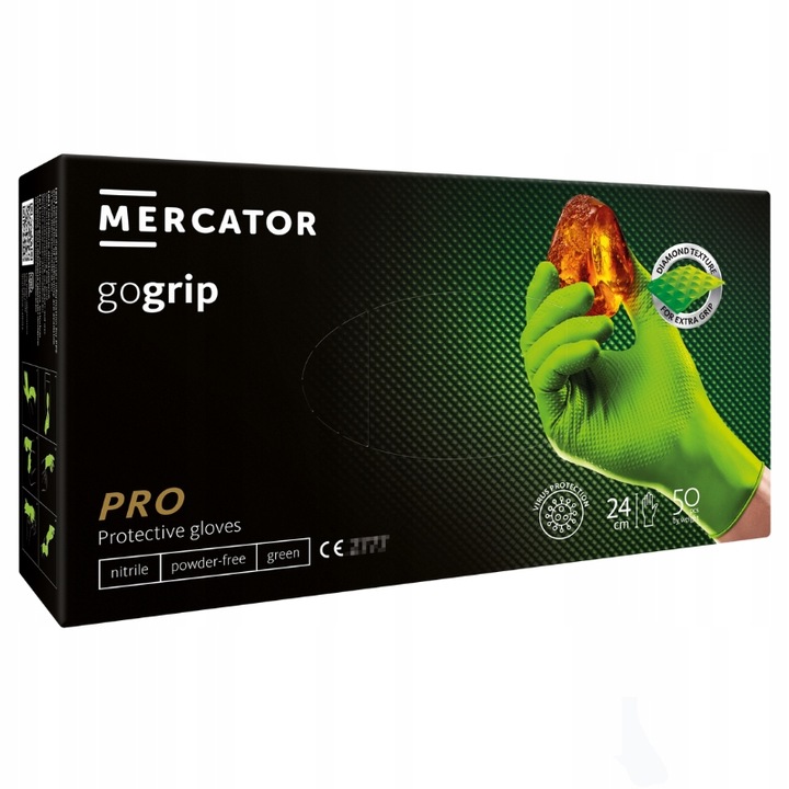 Rękawiczki MERCATOR GOGRIP OGRODNICZE green ZIELONE 50 szt. rozmiar XL