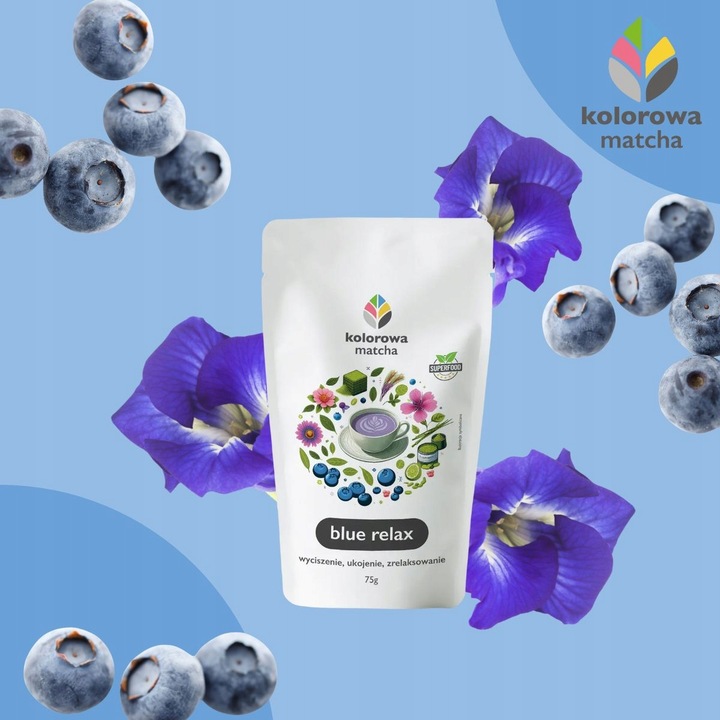 HERBATA MATCHA JAPOŃSKA W PROSZKU NIEBIESKA BLUE RELAX KOLOROWA MATCHA 75G