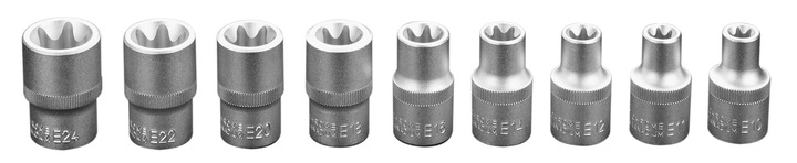 NEO ZESTAW KOMPLET NASADEK KLUCZE NASADOWE TORX 9 SZT. E10 - E24 CRV 08-649