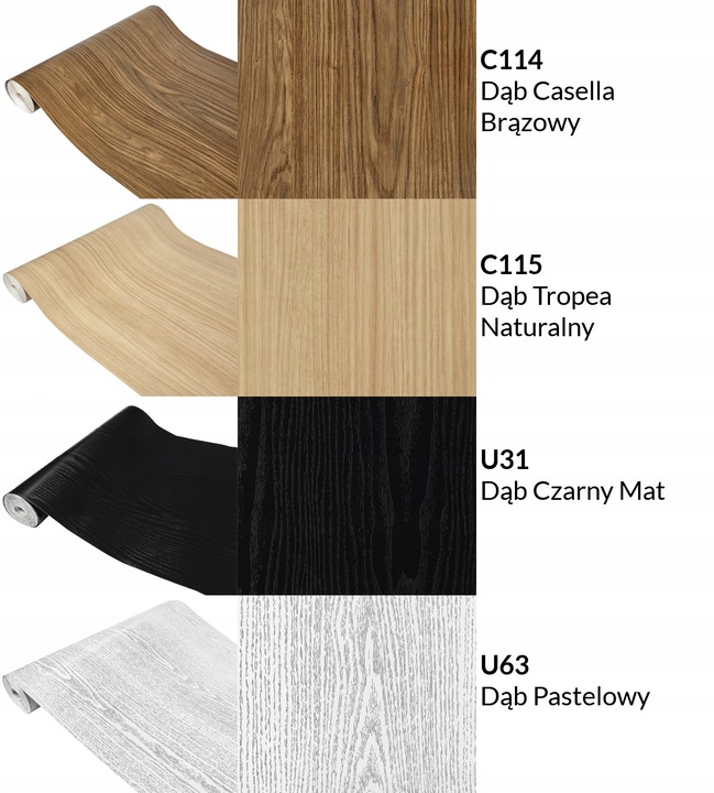 Okleina Drewnopodobna DĄB Folia Meblowa Klejowa 90x210cm Wzory Do