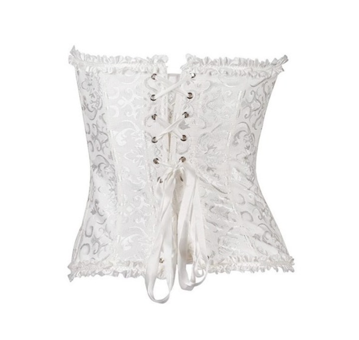 GORSET biały wiązany MODELUJĄCY talię + stringi WYSZCZUPLAJĄCY S