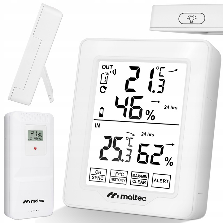 STACJA POGODOWA BEZPRZEWODOWA TERMOMETR HIGROMETR CZUJNIK ZEWNĘTRZNY