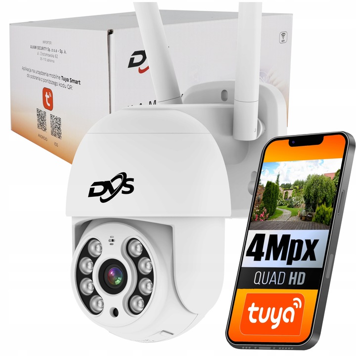 ZEWNĘTRZNA KAMERA WIFI OBROTOWA BEZPRZEWODOWA IP 4Mpx TUYA DVS DO DOMU
