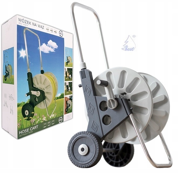WÓZEK ALU WĄŻ OGRODOWY 4-WARSTWOWY 1/2 50 METRÓW BEST POLSKA ZRASZACZ