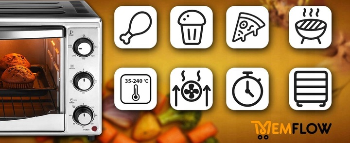 MINI PIEKARNIK PIECYK ELEKTRYCZNY Z TERMOOBIEGIEM DO PIECZENIA 25L