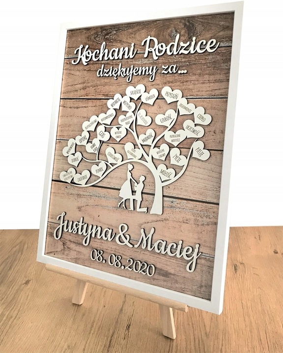 PODZIĘKOWANIE DLA RODZICÓW NA ŚLUB WESELE PREZENT MAMY TATY PAMIĄTKA DUŻA