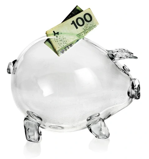 BEZBARWNA szklana ŚWINKA skarbonka przezroczysta