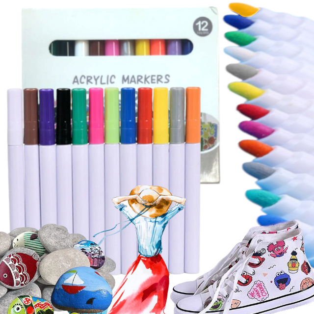 FLAMASTRY PISAKI AKRYLOWE DO RÓŻNYCH POWIERZCHNI 24 szt