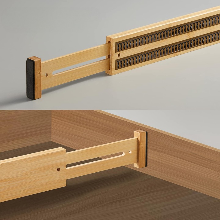 4x BAMBUSOWY ORGANIZER DO SZUFLADY SEPARATOR PRZEGRÓDKA ROZSZERZANY