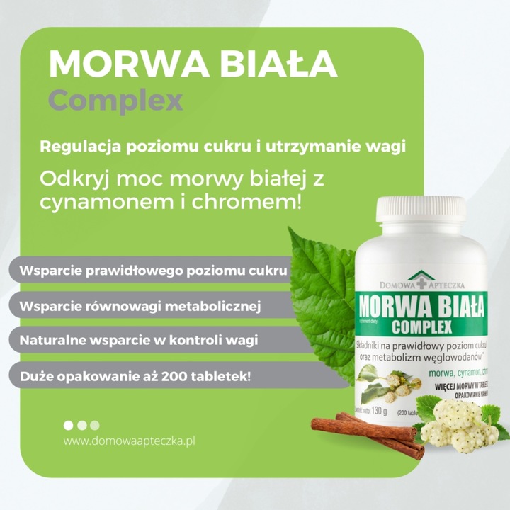 Morwa Biała COMPLEX + Cynamon i Chrom Suplement Diety ZESTAW 400 TABLETEK