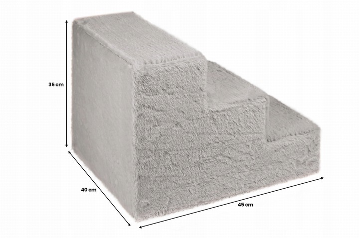 Schodki dla psa 3-stopnie tapicerowane szare podest dla psa do kanapy łóżka