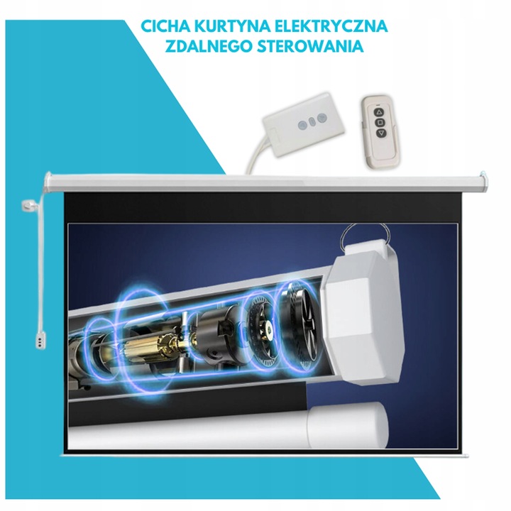EKRAN PROJEKCYJNY ŚCIENNY RZUTNIKA ELEKTRYCZNY AUTOMATYCZNY PILOT 100