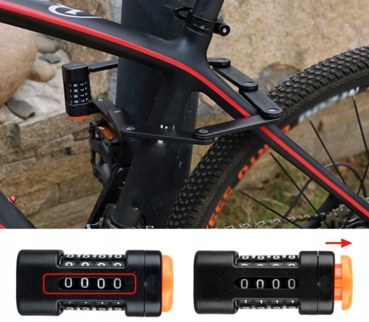 ZAPIĘCIE ROWEROWE DO ROWERU SKŁADANE BLOKADA SZYFR UTWARDZANA STAL