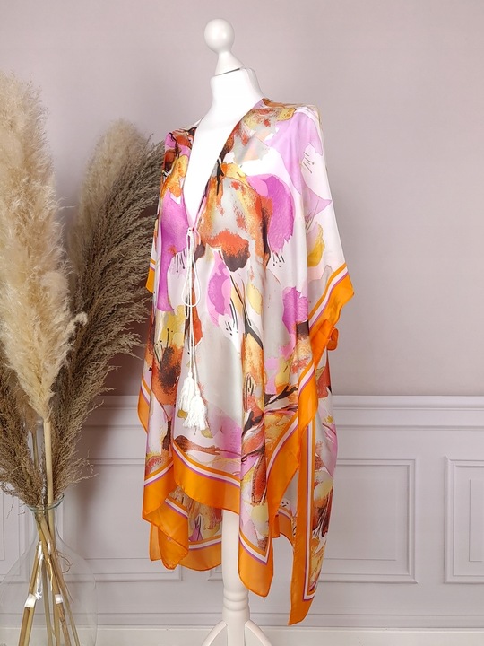 PAREO SUKIENKA PLAŻOWA JEDWAB chusta BOHO KOLORY