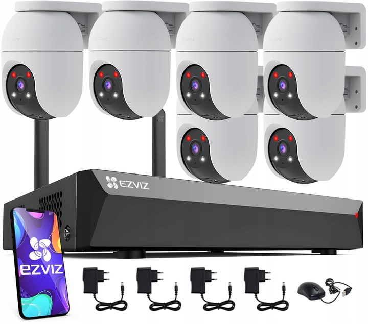 Zestaw do Monitoringu WiFi EZVIZ 6x C8c 2MP 1080p Rejestrator 8 Kanałów