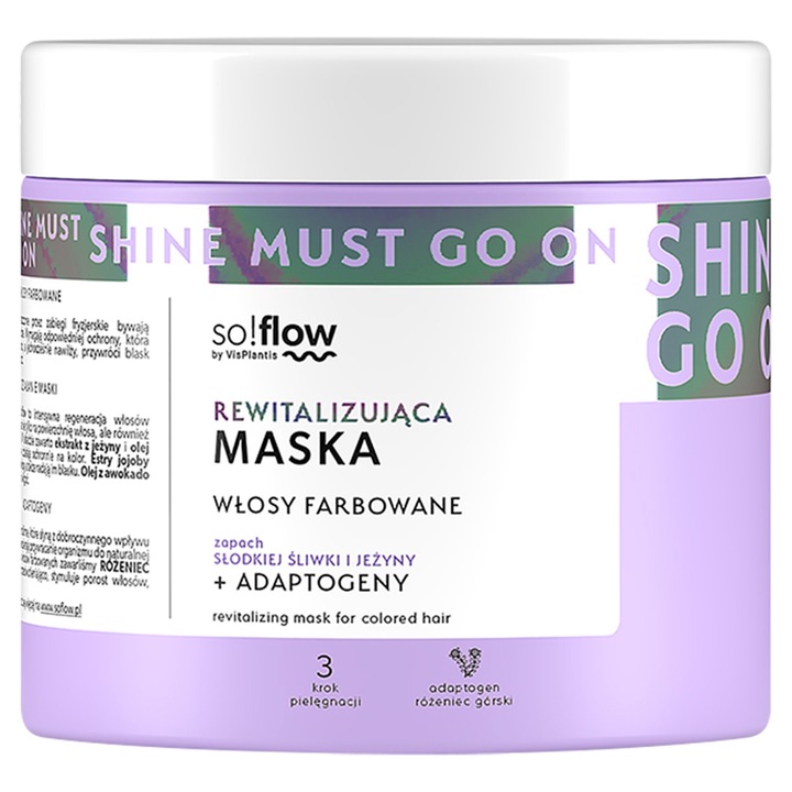 Rewitalizująca maska do włosów farbowanych z adaptogenami so!flow 400 ml