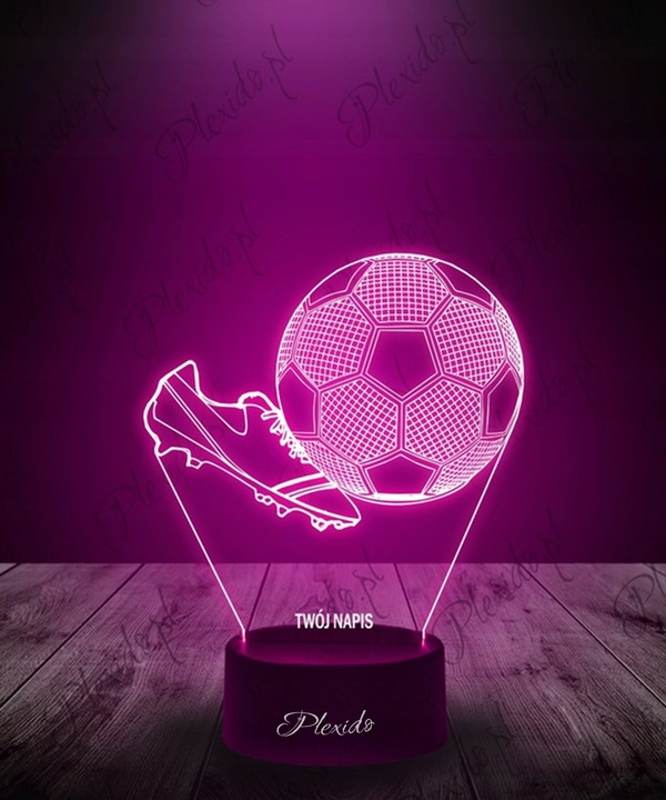 Lampka Nocna 3D LED Dla Dzieci Piłka Nożna Korki Twój Napis Imię Prezent