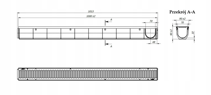 ODWODNIENIE LINIOWE Korytko plastik/ocynk h90 A15