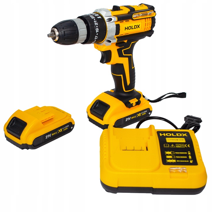 WIERTARKO WKRĘTARKA UDAROWA HOLDX DUŻY ZESTAW NARZĘDZI 2x AKU BITY