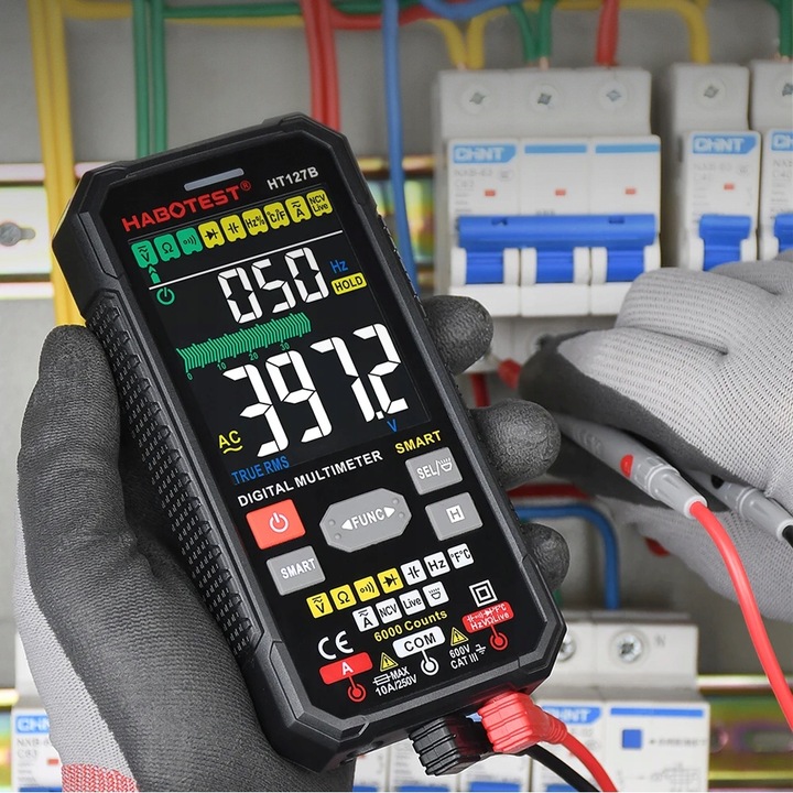 CYFROWY MULTIMETR UNIWERSALNY TRUE RMS NCV LATARKA LED + KABLE ETUI