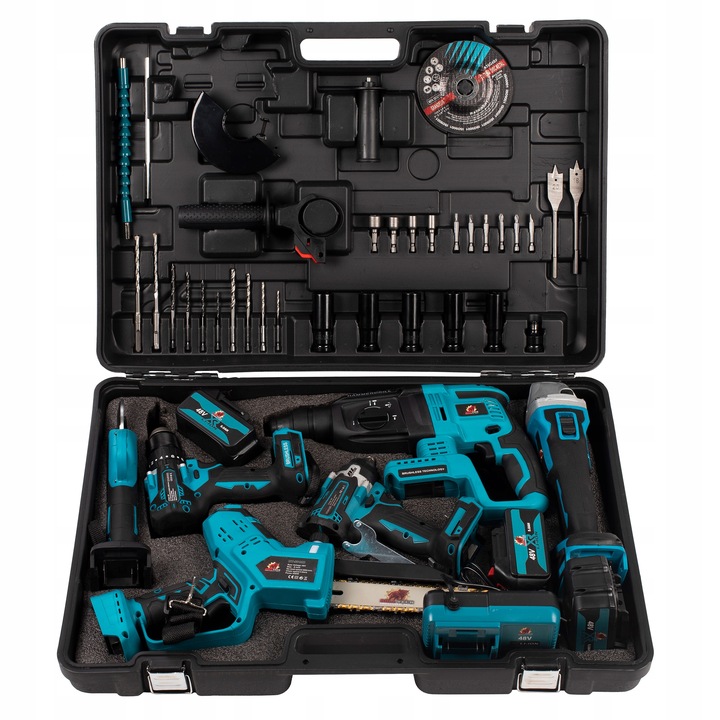 ZESTAW 6W1 WKRĘTARKA KLUCZ UDAROWY MŁOTOWIERTARKA SZLIFIERKA PIŁA