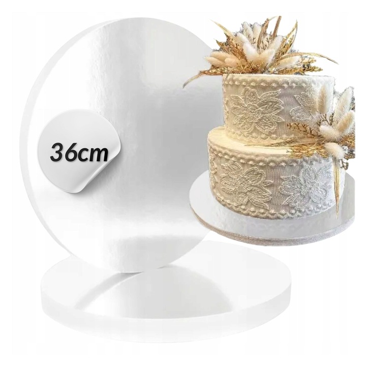 Podkład Pod Tort Okrągły 36 cm Biały Gruby Styrodurowy