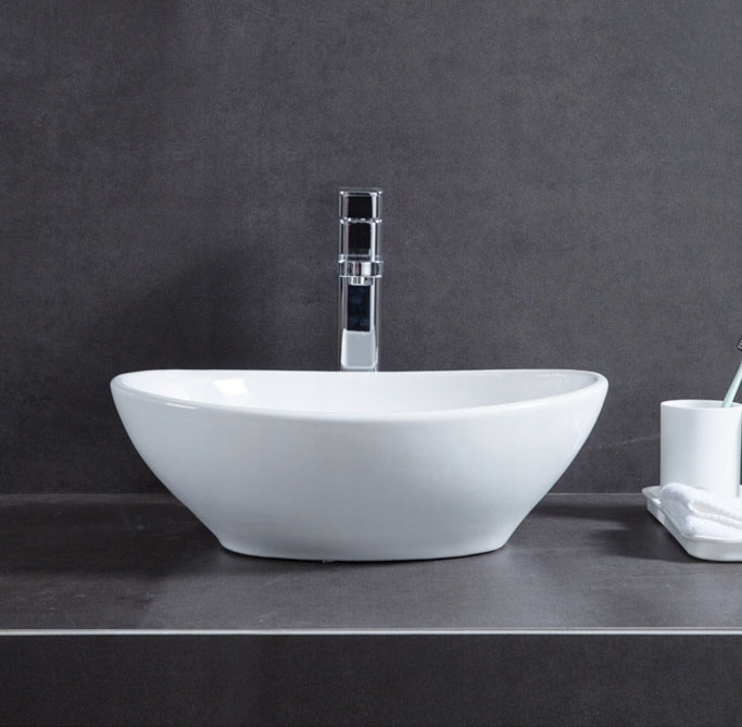 UMYWALKA NABLATOWA CERAMICZNA OWALNA OWAL BIAŁA STAWIANA NA BLAT 42 x