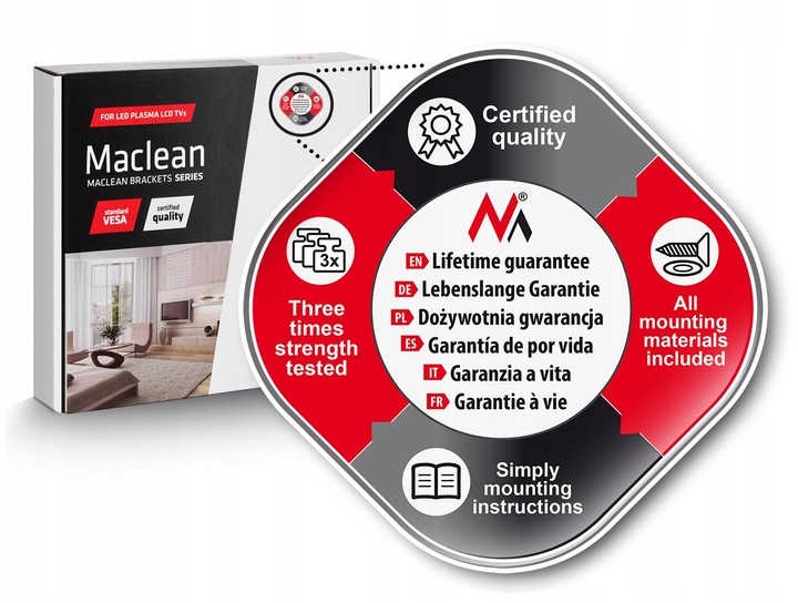 UCHWYT DO TELEWIZORA WIESZAK ŚCIENNY 32 49 50 55" 65" 70" TV do 45kg VESA