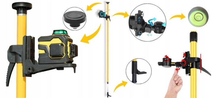 TYCZKA ROZPOROWA 3,65M DO LASERA POZIOMICY LASEROWEJ STATYW DRĄŻEK