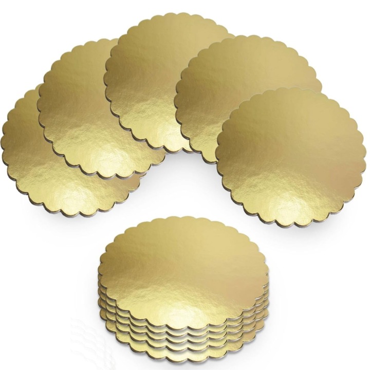 Podkład Pod Tort Złoty Okrągły 30 cm Gruby Karbowany 2000g Fala Wielorazowy
