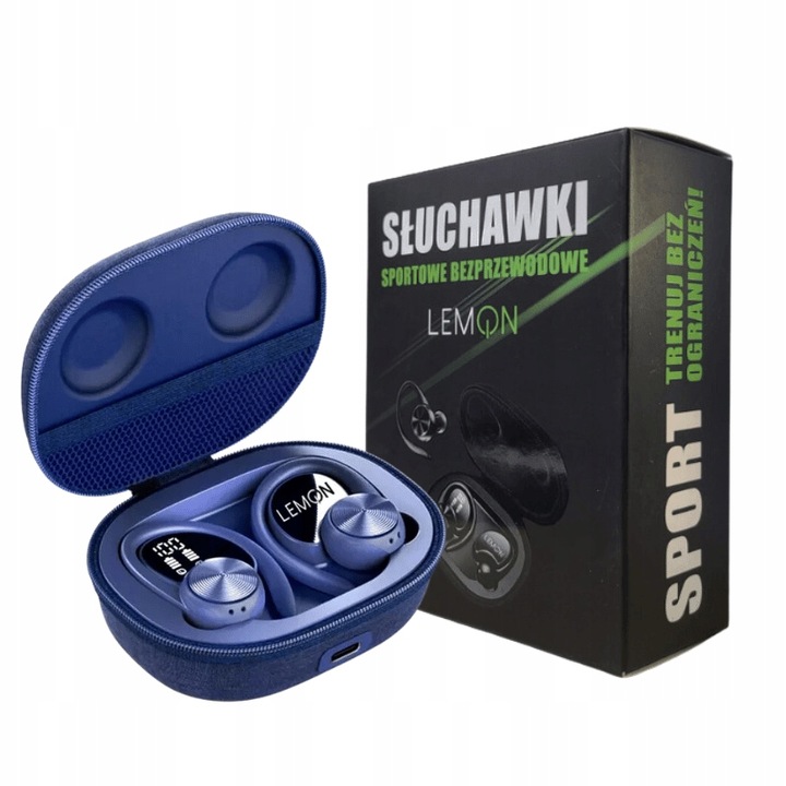 SPORTOWE SŁUCHAWKI BEZPRZEWODOWE BLUETOOTH DOUSZNE POWERBANK TWS LEMON