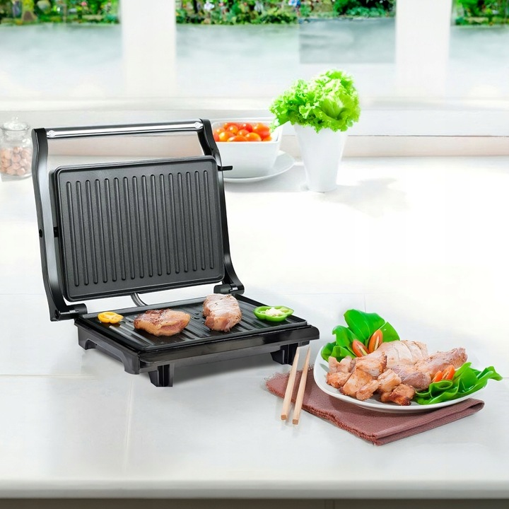 KONTAKTOWY GRILL ELEKTRYCZNY OPIEKACZ SKŁADANY TOSTER PANINI KANAPEK