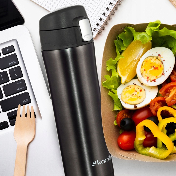 KUBEK TERMICZNY TERMOS STALOWY BUTELKA SZCZELNY pojemny bidon KAMILLE