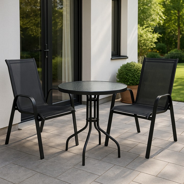 MEBLE OGRODOWE KOMPLET STÓŁ KRZESŁA MEBLE NA BALKON TARAS BERGAMO 60