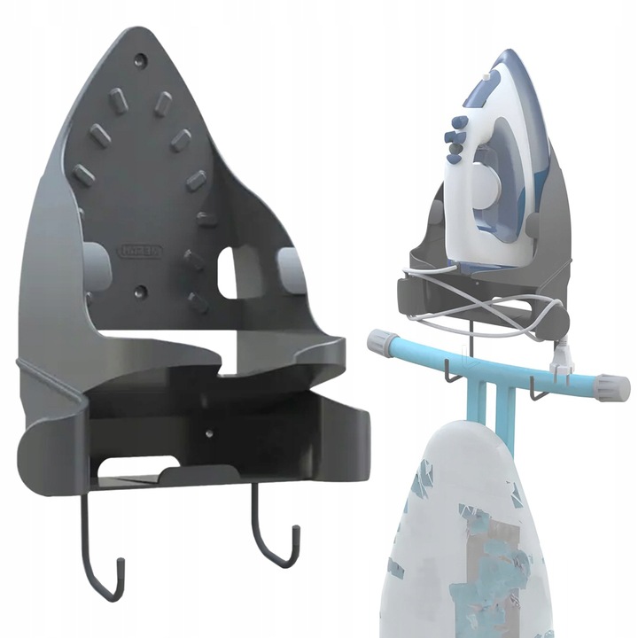 Wieszak na żelazko i deskę do prasowania, uchwyt IRONIX antracyt