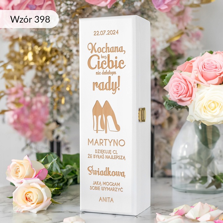 PODZIĘKOWANIE DLA ŚWIADKOWEJ SKRZYNKA NA WINO PREZENT DLA ŚWIADKOWEJ