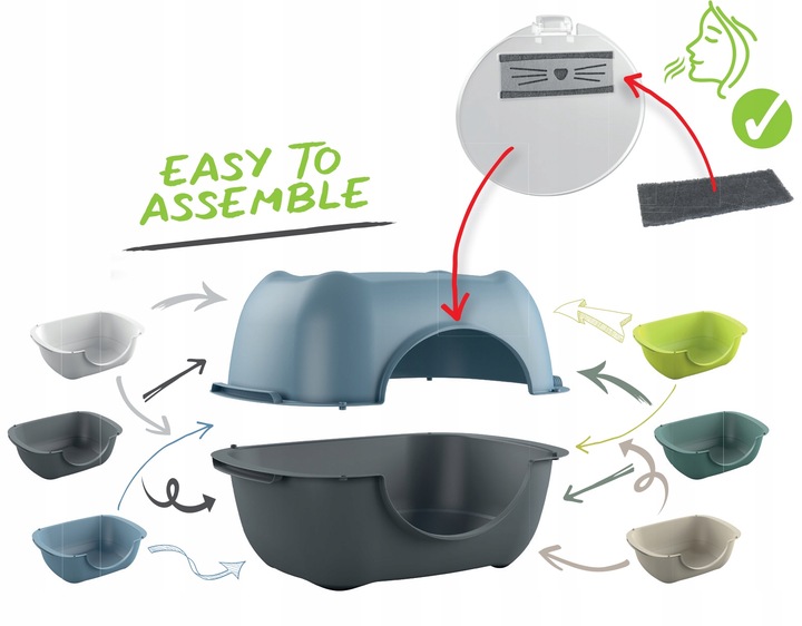 Duża Modułowa Otwarta Kuweta dla kota z Niskim Wejściem na żwirek dla kota