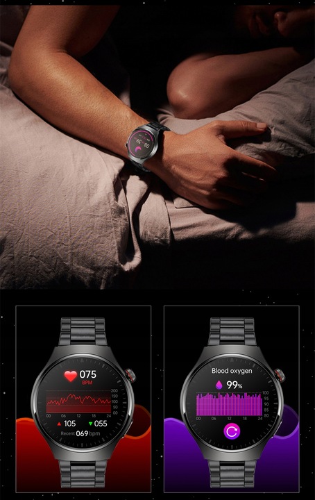 Zegarek Smartwatch AMOLED POMIAR CURKU EKG Glukoza BMI ROZMOWY CIŚNIENIE