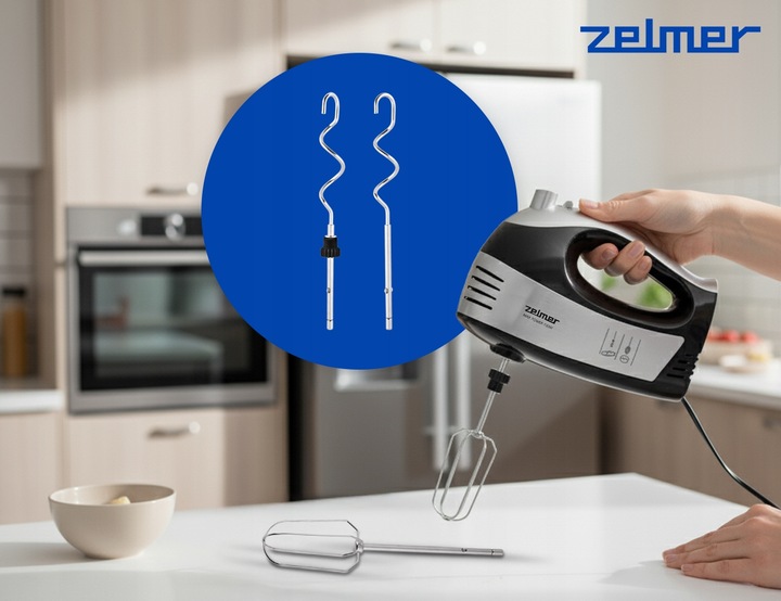 MIKSER RĘCZNY ZELMER LEKKI ROBOT KUCHENNY Z MISĄ 2,5L 4 KOŃCÓWKI TURBO