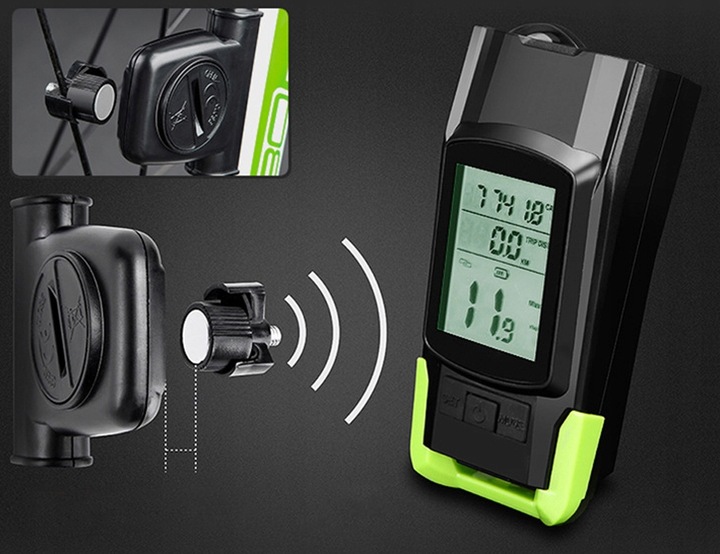 LAMPKA ROWEROWA LICZNIK BEZPRZEWODOWY KLAKSON 3w1 Zestaw