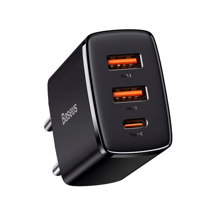 BASEUS SZYBKA ŁADOWARKA DO TELEFONU 2XUSB USB-C MOCNY ZASILACZ 30W 3A PD QC