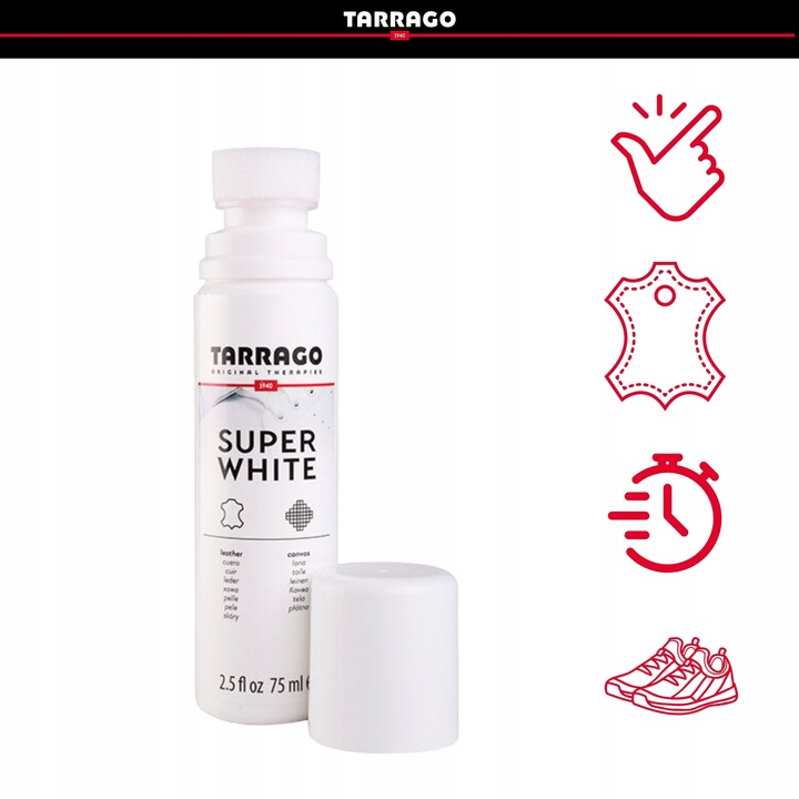 Pasta do Butów Biała Farba do Sneakersów Tarrago z Aplikatorem Kryjąca 75ml