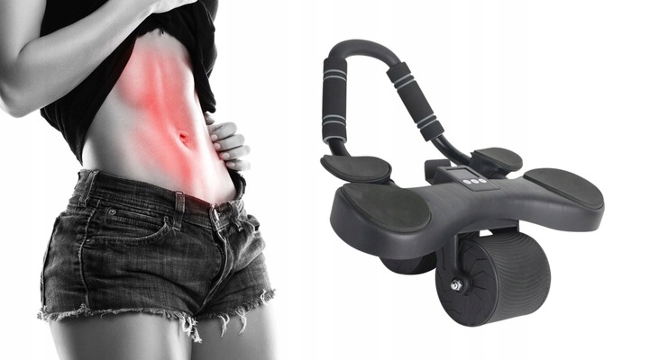 ROLLER DO TRENINGU MIĘŚNI BRZUCHA FIT PRO MAX LCD + uchwyt na smartphone