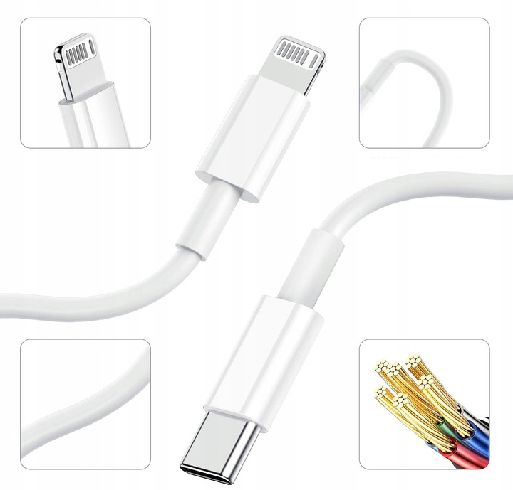 SZYBKA ŁADOWARKA DO IPHONE KOSTKA 20W + KABEL 1M / USB-C - IPHONE LIGHTING