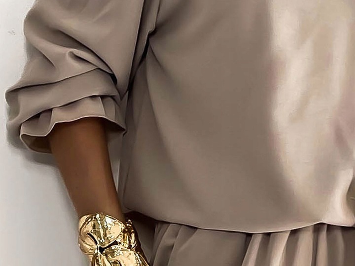 Komplet damski spodnie OVERSIZE kieszenie bluzka hiszpanka lekki S/M