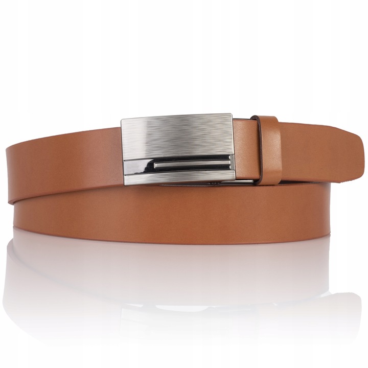 Pasek SKÓRZANY męski Klamra automat RUDY do spodni