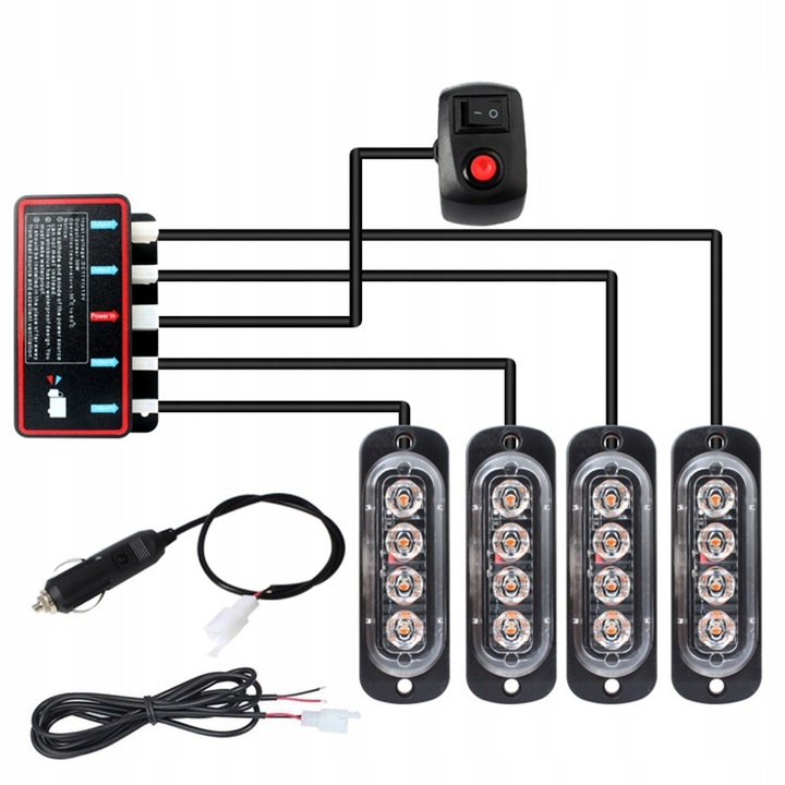LAMPY OSTRZEGAWCZE LED LAWETA POMOC STROBOSKOPY KOGUT DO ATRAPY POMARAĆZOWE