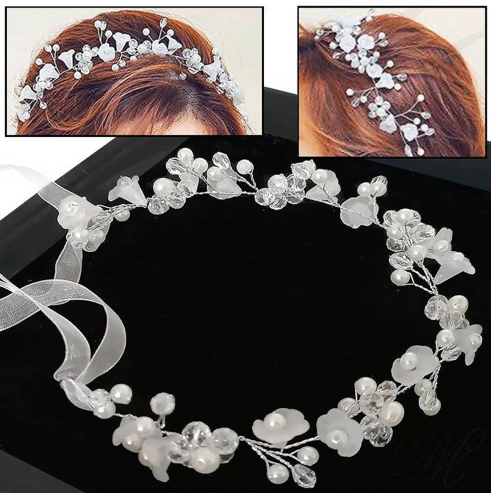 WIANEK NA KOMUNIĘ DEC27 komunijny dekoracja opaska biały na głowę jak żywy