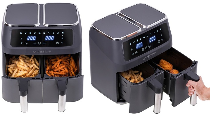 FRYTKOWNICA BEZTŁUSZCZOWA PODWÓJNA AIR FRYER 8L 2800W DWUKOMOROWA