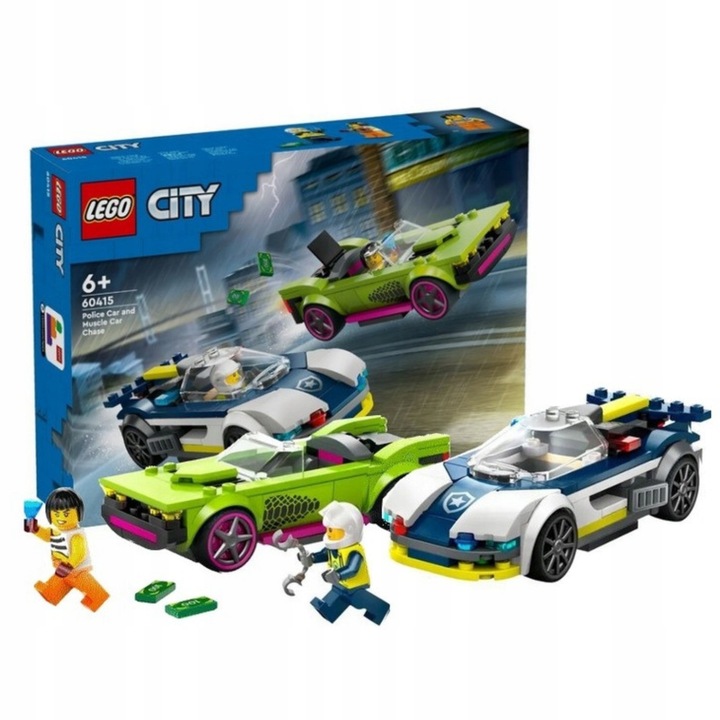 LEGO City Zestaw 60415 Pościg radiowozu za muscle carem auto + Torba LEGO